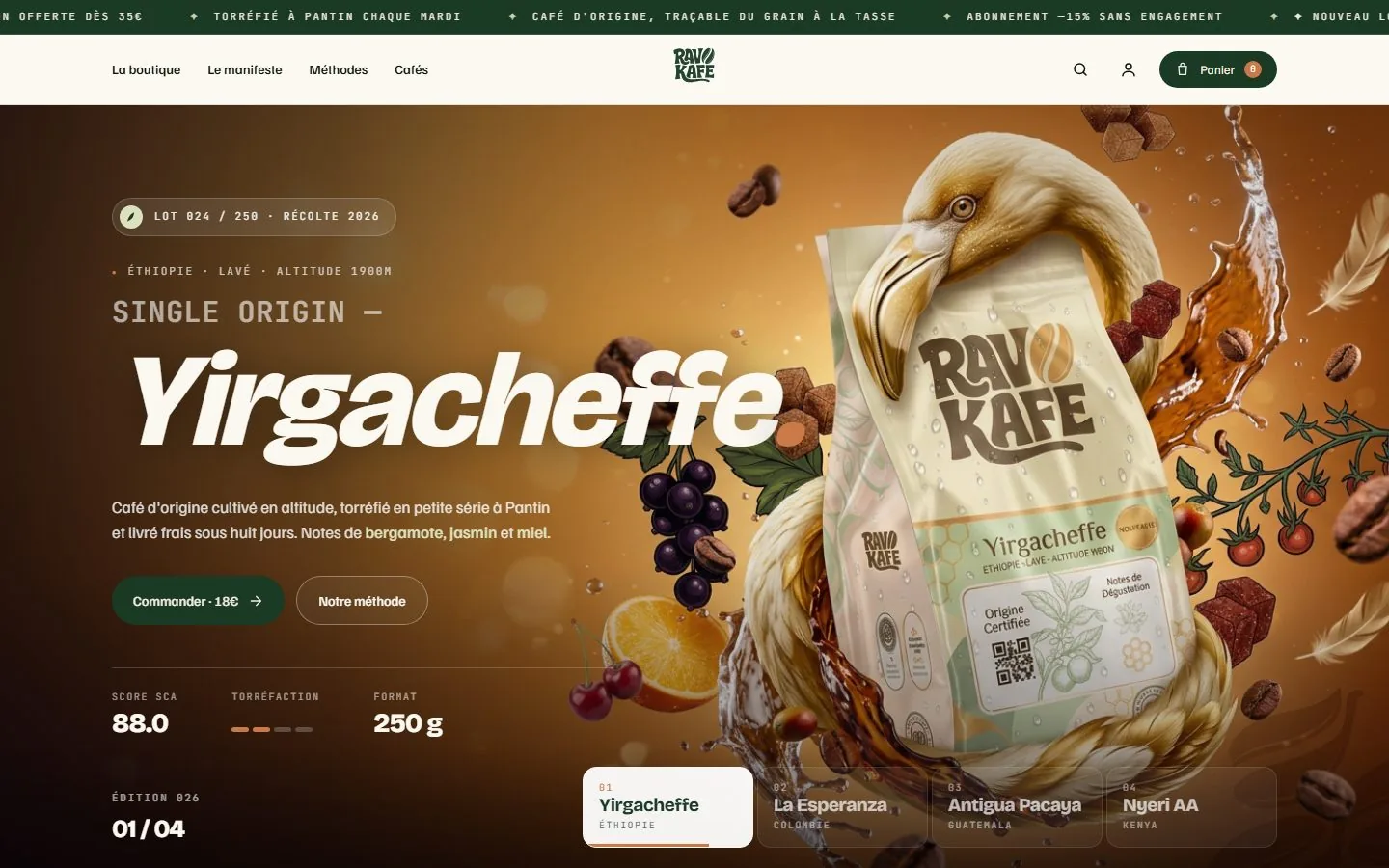 Aperçu du site Ravo Kafe