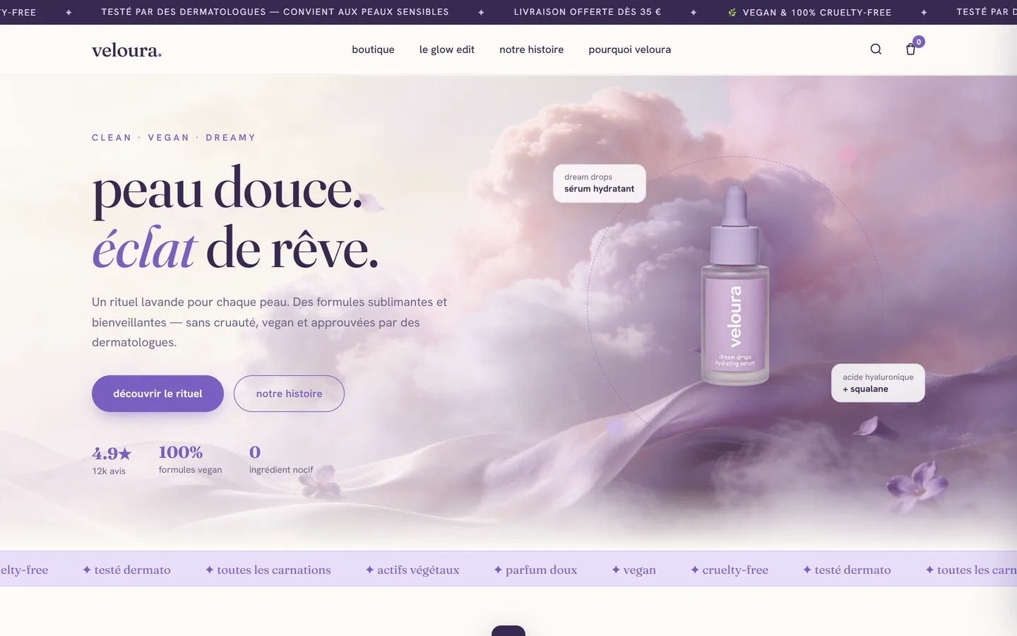 Aperçu du site Veloura