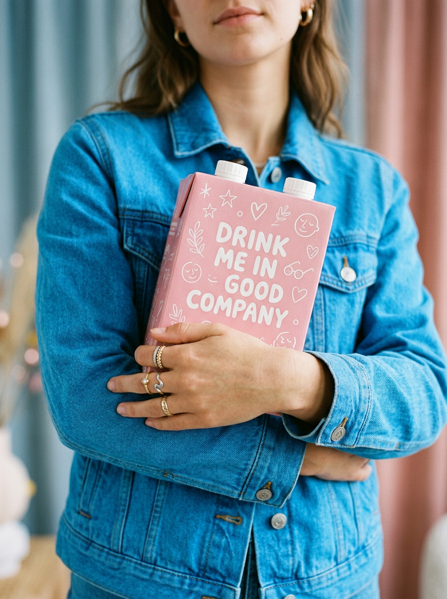 Person holding a pink Cann pack — Drink me in good company