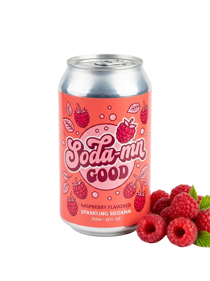 Canette de soda saveur framboise